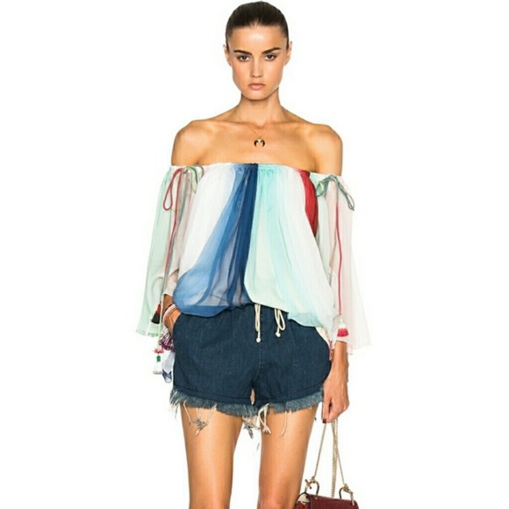 Good Condition Chloe Rainbow Silk Top